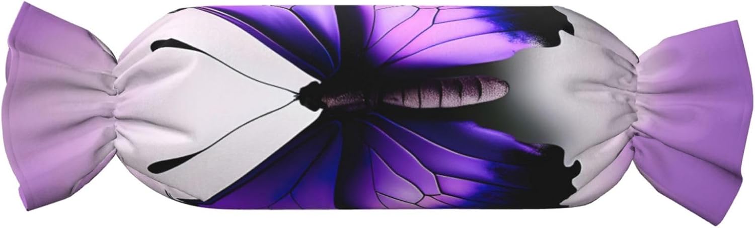 Purple Butterfly Print Print Candy Cylindrical Comfortable Pillow Throw Pillows Home Decor Easy Maintenance