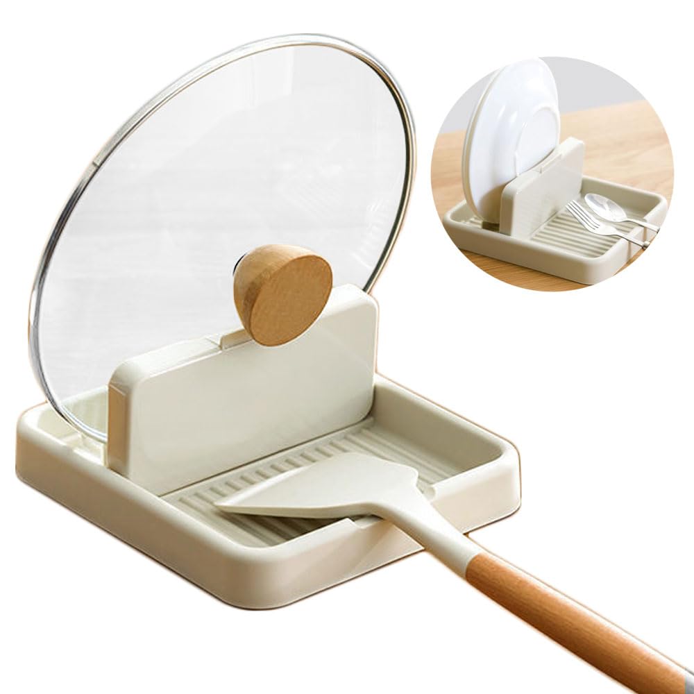 Photo 1 of 1 Pack Spoon Rests with Lid Holder for Multiple Utensils, Utensil Rest & Spoon holder for Kitchen Counter, Stove Top, Heat Resistant Kitchen Utensil Holder for Spatulas Holder, Pot Lid, Tongs, Ladles