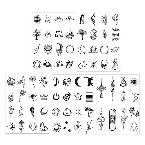 5 Fogli Finti Tatuaggi Temporanei Tattoo Impermeabili Per Bambini Adulti Uomo E Donne Vari Disegni Sempici