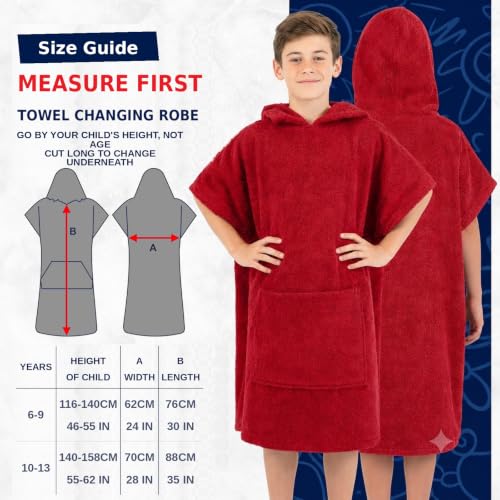 Image of ALLEN & MATE Kids Surf Poncho Towel Robe, Hooded Changing Robe, 6-13 Years