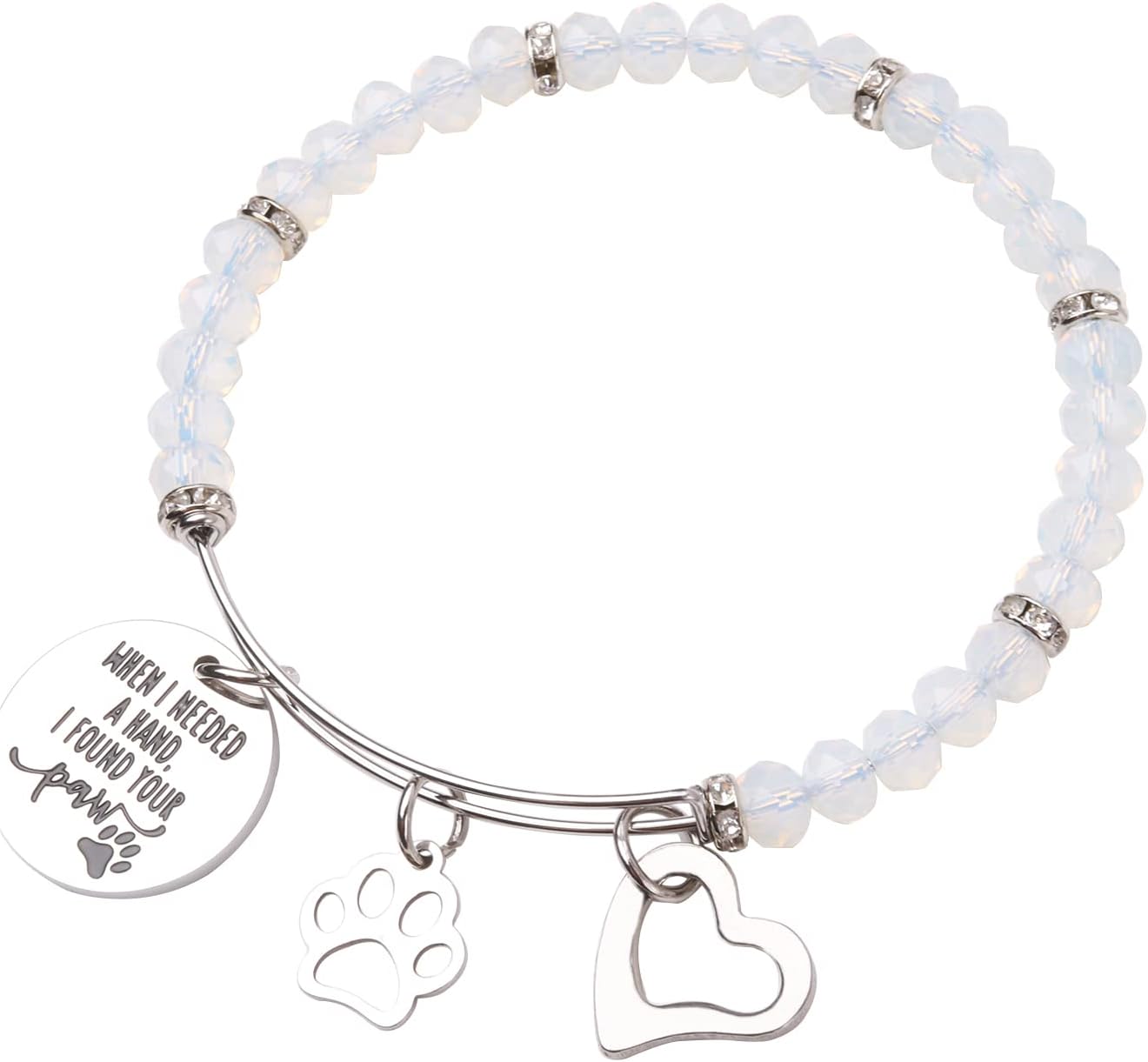 Dog Lovers Gift When I Needed A Hand I Found Your Paw with Paw Print Charm Bracelet Gift for Dog loss