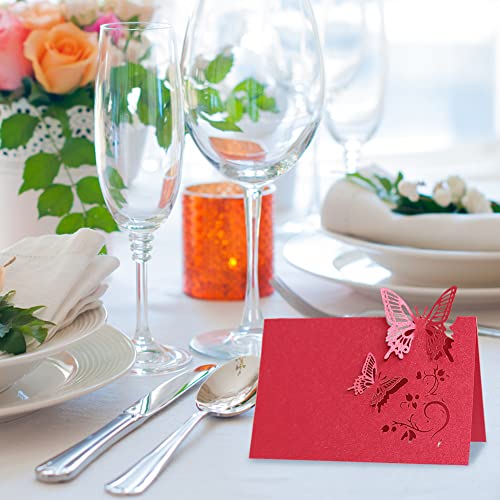 Uposao 50 Stück Tischkarten Hochzeit, Hohle Schmetterling Platzkarten Grußkarten zum Beschriften Namenskarten Sitzplatzkarten Blanko für Hochzeit Party Feste Geburtstag Party Dekoration,Lila