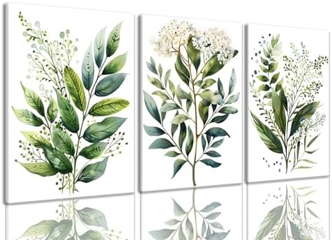 Bwodke Botanical Wall Art Plant Floral Watercolor Poster Canvas P...