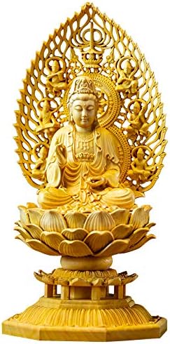 17CM Japón talla estatua de buda diosa de la Trinidad Occidental de madera maciza artesanía Feng Shui decoración Buda estatuas para decoración del