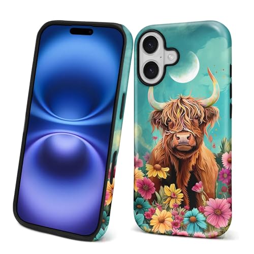 Coque PT 17 silicone liquide motif vache des Highlands finition mate antichoc