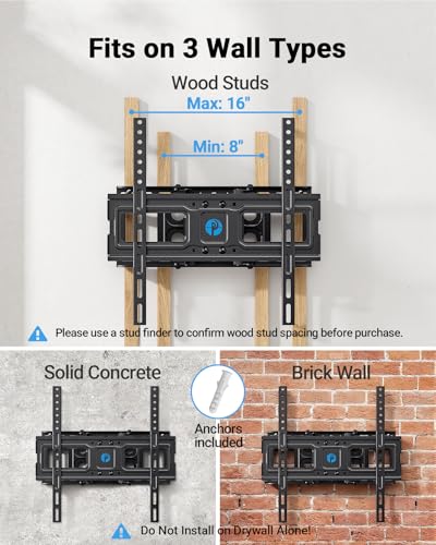 undefined Pipishell TV Wall Mount for 26-74 inch LED LCD OLED 4K TVs up to 99lbs, Full Motion TV Mount Bracket Articulating Swivel Extension Tilting Leveling Max VESA 400x400mm, Fits 12/16 Inch Wood Studs の商品画像 3