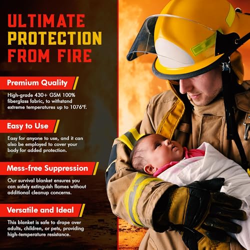 image for Mart Cobra Emergency Fire Blanket for Home and Kitchen - 4 Pack - Fire