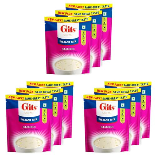 Image of Gits Instant Basundi Dessert Mix, Pure Veg, Indian Sweet and Dessert Ready Mix, 375 g (Pack of 9, 125g Each)