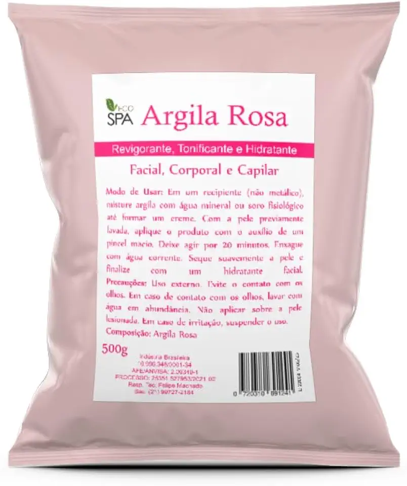 Argila Verde, Preta, Rosa, Branca, Amarela, Mascara Facial - Capilar 500g (ROSA 500G)