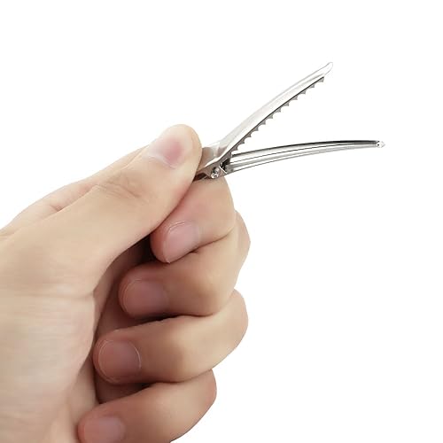 Miniatura 4 de Bignc 100 pinzas de pelo de 2.4in, pinzas de dientes de cocodrilo plateadas, lazos de dientes para el pelo, pinzas de peluquería, pinzas para el