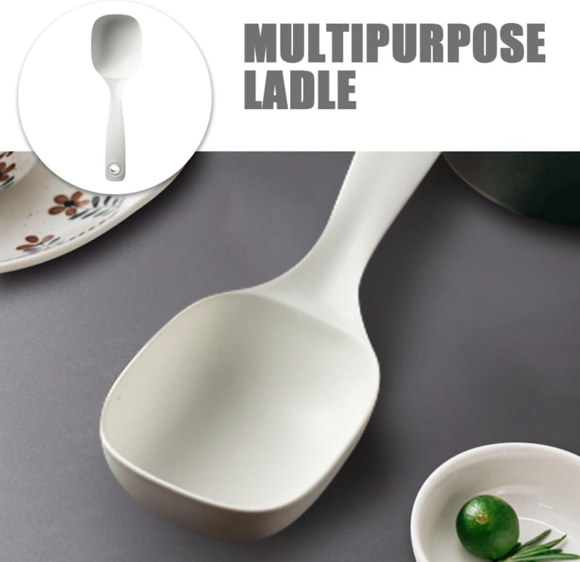 Long Handle Soup Ladle Spoon, Pp White Serving Utensil