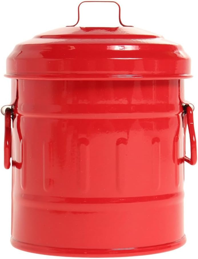 Dulton 100-244RD Micro Garbage Can, Red, Tickling for Adults and Children, Extra Small Size Garbage Can, with Tabletop Lid, Tin Can, Height 4.3 inches (110 mm), Diameter 3.5 inches (90 mm)