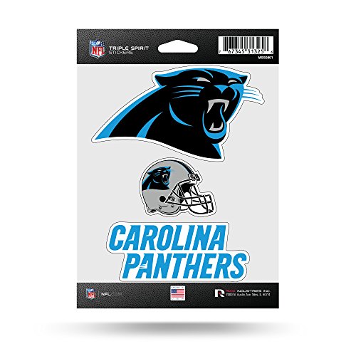 Rico Industries NFL Carolina Panthers Die Cut Triple Spirit Sticker Sheet, One Size, Primary, 3-Piece