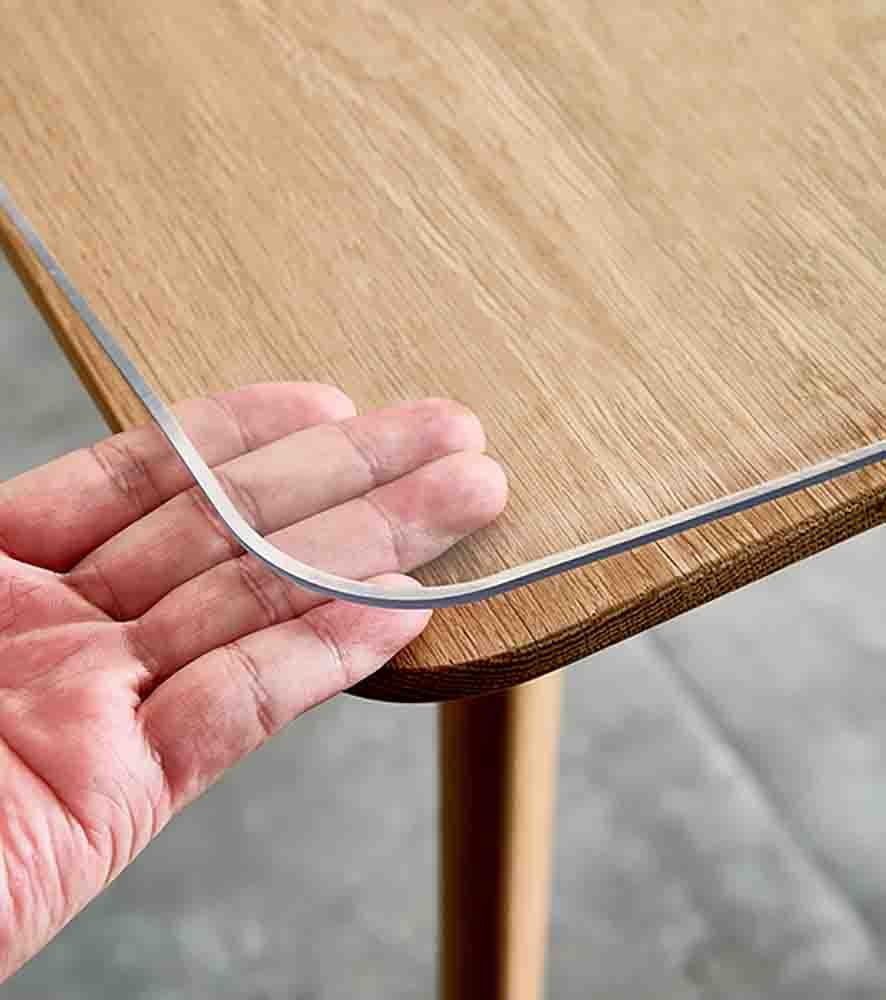FERCLA Custom Multisize Round Corner Rectangle Clear Table Cover Protector Waterproof Crystal Soft Plastic Tabletop Protective Pad for End Table/Night Stand/Side Table (15x19 inch,1.5mm Thick)
