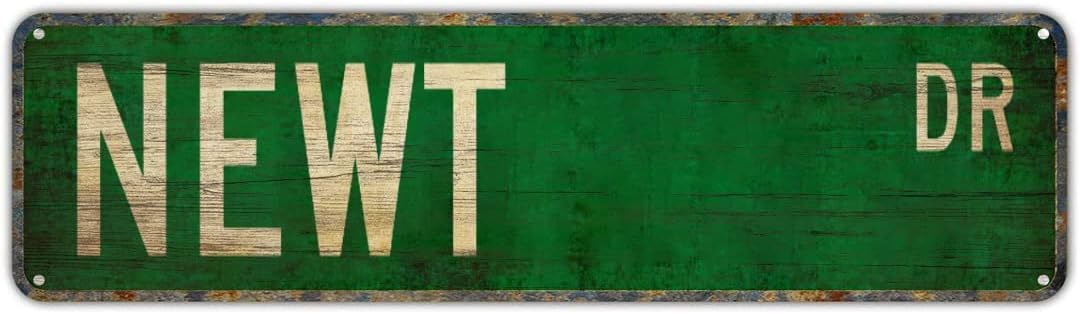 Vintage Tin Sign Newt sign Retro Aluminum Metal Sign for Street Home Office Garden Decor 4x16 Inch