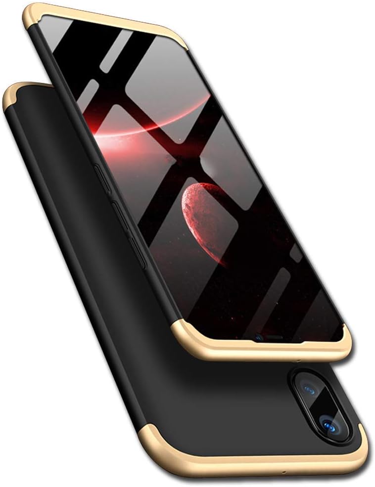 Sajni Creations 3 in 1 Double Dip Back Case Cover for Honor 8X (Black Gold)