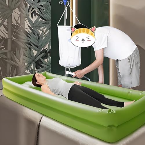 Bañera inflable para pacientes postrados en cama con soporte plegable 8