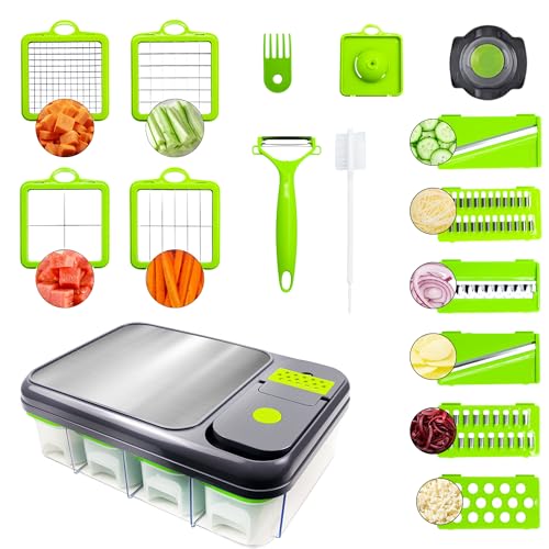 15-in-1 Vegetable Chopper & Slicer Set – Multifunctional Food Chopper with Container, Mandoline Slicer, Dicer, Grater, Peeler & Cleaning Tools – Kitchen Gadget for Onions, Carrots, Potatoes, Fruits