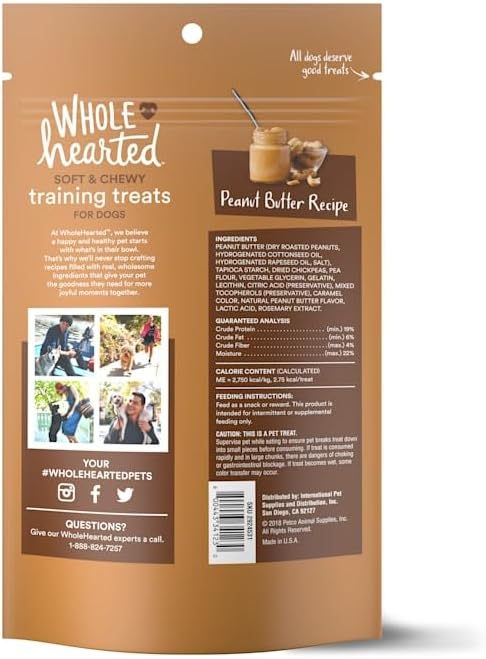 WholeHearted Grain-Free Tender Tidbits Peanut Butter Recipe Dog Training Treats 16 oz.