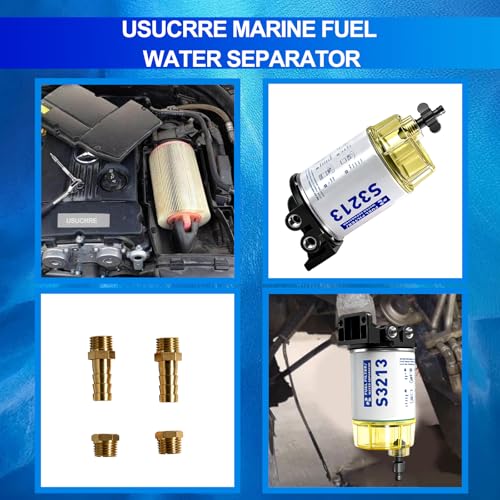 USUCRRE Fuel Filter Particles and Water Separator S3213 for Outboard Motor with 3/8" Barb x 1/4" NPT Brass Fittings Compatible with Mercury/Yamaha/Racor Engine Boat Replaces#S3214, 18-17928, 35-809097 by Usucrre - Used condition - Image 6
