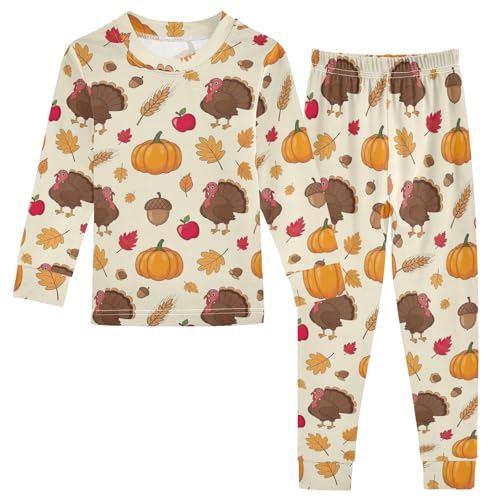 ODAWA Fall Pajamas Cartoon Turkeys Long Sleeve Pyjamas Sets 18M