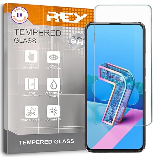 REY Protector de Pantalla para ASUS ZENFONE 7, Cristal con Doble Protección UV, Vidrio Templado Premium 9H+
