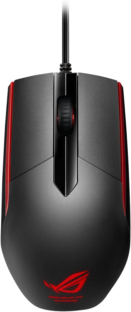 ASUS SICA Optical Gaming Mouse | Ambidextrous Controls for Left & Right Handed Gamers | Wired Mouse for PC | 5000 DPI Optical Sensor | Sweat-Resistant Design | Suitable for Competitive Games