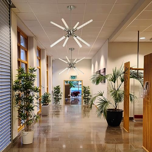 Lámparas de araña E27 con 8 luces de tubo LED en níquel arena para techo