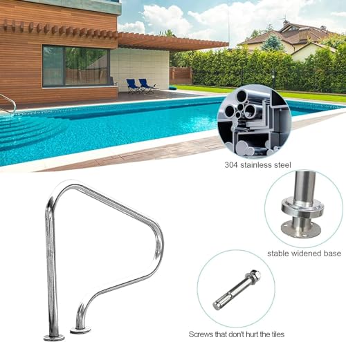 Barandal para piscina de acero inoxidable 80 cm plateado miniatura 6