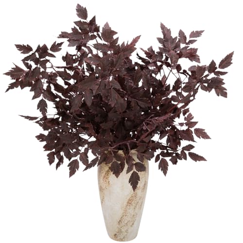 3 Pcs 30" Cimicifuga Plant Leaves Spray Fall Floral Stems Faux Plum cimicifuga Foliage Branch for Home Vase Autumn Decor Flowers Arrangement Table Wedding Garden Farmhouse