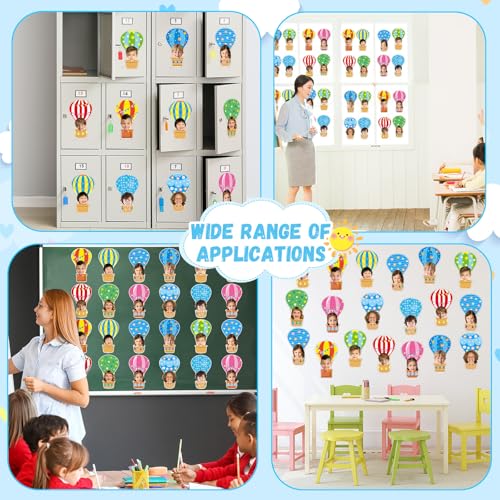 Image of 80Pcs Colorful Hot Air Balloons Cutouts Back to School Bulletin Board Hot Air Balloons Accents Paper Cut-Outs Classroom Decor for Kids DIY Craft Photo Wall Kindergarten Preschool Party Favor Supply