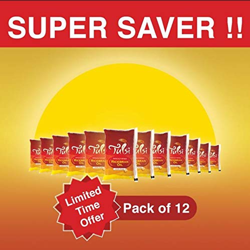 Image of Tulsi Physically Refined Rice Bran Cooking Oil 12 Litre Pouches
