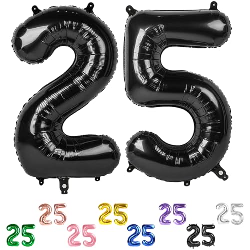 Number 25 Balloons Black 52 Balloon Numbers 40 Inch for Women Men Birthday Decorations for 25th Photo Prop Big Events School Class Party