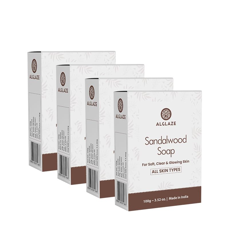 Image of Sandalwood Soap With Shea Butter & Jojoba Oil | Softens, Nourishes & Adds Natural Glow | 100 g (Pack of 4)