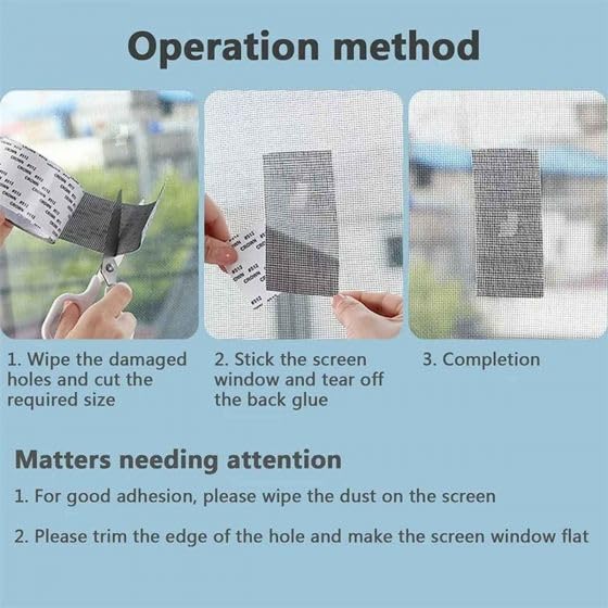 GENERIC Grey Window Screen Repair Tape, Screen Repair Kit for Windows or Doors, Strong Adhesive Screen Patch Repair Kit Fiberglass Screen Tape Mesh Repair