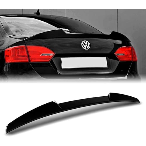Q1-TECH, ABS Rear Trunk Lip Wing Spoiler Compatible with 2011-2018 Volkswagen Jetta MK6, Rear Wing V-Style Replacement Trunk Boot Rear Spoiler, 2012 2013 2014 2015 2016 2017 (Pearl Black)