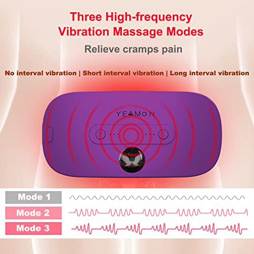 Image of Portable Cordless Heating Pad, Electric Waist Belt Device,Fast Heating Pad with 3 Heat Levels and 3 Vibration Massage Modes, Back or Belly Heating Pad for Women and Girl(Purple)