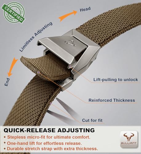 Image of BULLIANT Men Tractical Belt,Stretch Western Rigger Web Belt For Cowboy Military Heavy Duty Hiking Hunting 1.5 inch-Cut For Fit