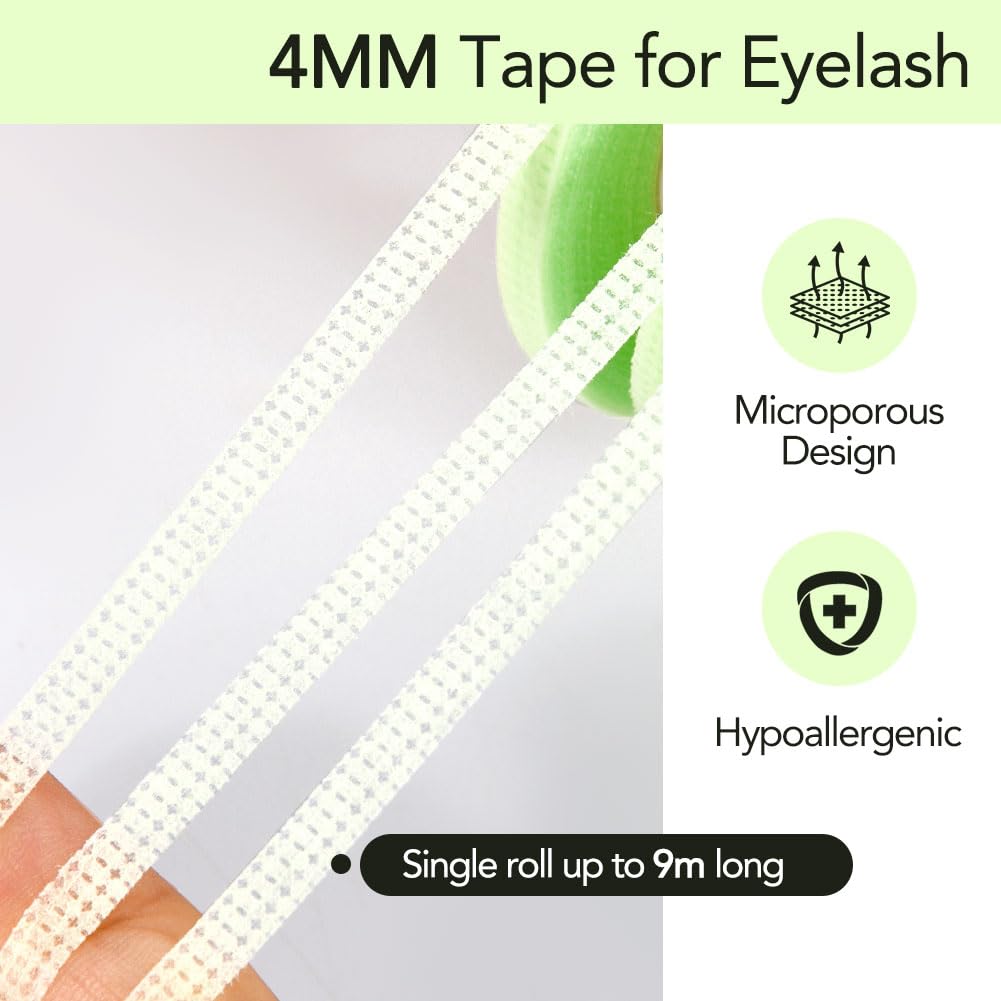 Lunamoon 10 Rolls Eyelash Extension Tape Eyelash Tape Eyelash Tape, 4mm Tape*10 Green - Image 4