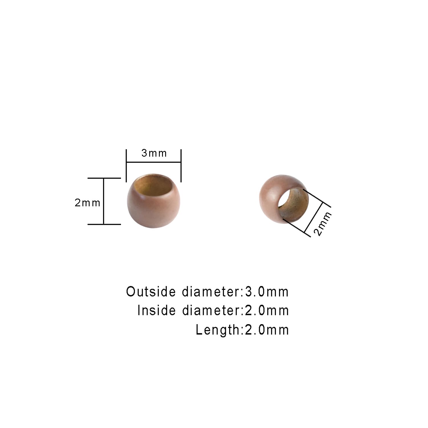 500pcs 3.0x2.0x2.0mm Copper Nano Rings Beads Hair Extension Nano Rings Beads (Light Brown), 3.0mm 500pcs - Image 2