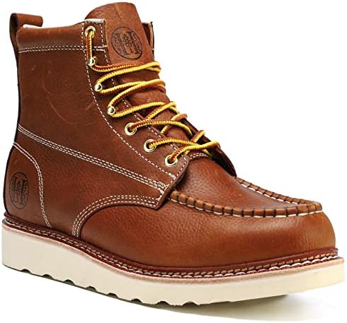 HANDMEN Stylish Classic 6- 8 SureTrack Soft Toe Mens Work Boots. Leather Slip Resistant Durable...