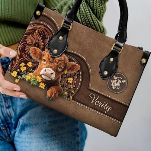 Bolso personalizado de cuero con diseño de vaca miniatura 3