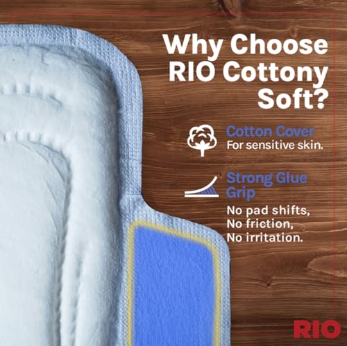 Image of RIO Sanitary Pads for women, Cottony Soft with Wings (XL) - (280mm, Pack of 15)
