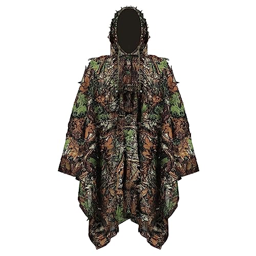 Almencla Ghillie Suit Cosplay ternos Jaqueta Hood Respirável Outfit Vestuário Suit 3D Leafy para Fes
