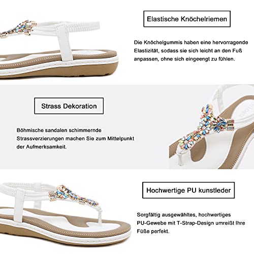 ZOEASHLEY Sandały damskie letnie płaskie japonki sandaletki boho flip flops, 37 EU