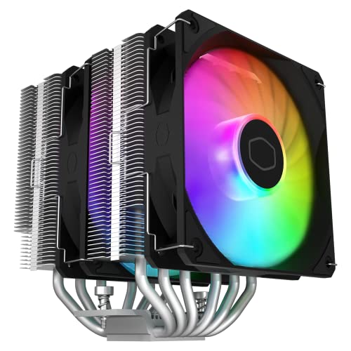 Cooler Master Hyper 620S Dual Tower ARGB CPU Air Cooler, 120mm PWM Fan, 6 Heat Pipes, Silver Nickel-Plated Copper, 154.9mm Tall, AMD Ryzen AM5|AM4, Intel LGA 1851|1700|1200 Brackets by Cooler Master - Used condition - US$23.84