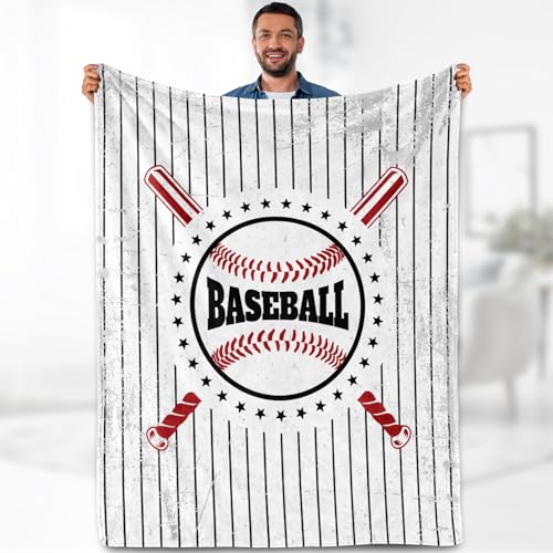 Baseball Blanket Gifts for Boys Teens Kids Men Girls Team Player Lovers Coach Unique Themed Bedroom Living Room Decor Soft Cozy Bed Couch Plush Birthday Christmas Throw Blanket 50"x60"