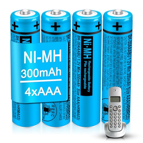 EOCIK 4 Pack BK-30AAABU NI-MH AAA Rechargeable Batteries 300mah Battery 1.2V for Panasonic Cordless Phones,Remote Controls,Electronics