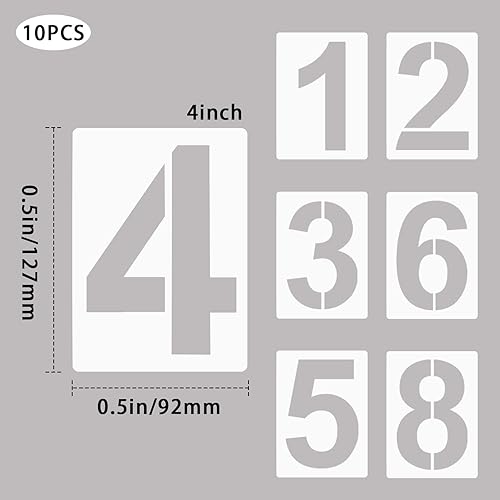 Vista 29 de Juego de plantillas de números grandes de 8 pulgadas, juego de plantillas de números de dirección de 0 a 9, plantillas de pintura de números de 7.9