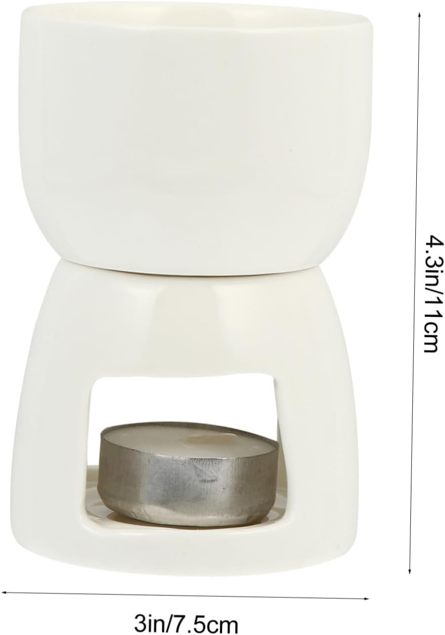 1Set Premium Ceramic Fondue with Forks Candle Versatile Melting Pot for Cheese and Butter for Home Bakery and Parties Easy to Clean Stain Resistant